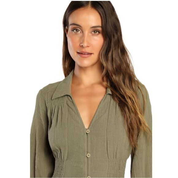 New! Lulus Best Harvest Olive Green Mini-Dress Sz M - Picture 3 of 7